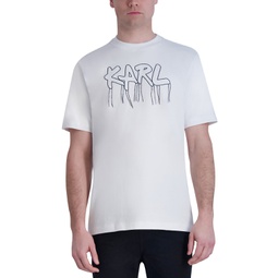 Mens Slim-Fit Fringe-Trimmed Logo Graphic T-Shirt