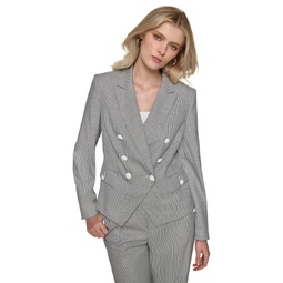 Womens Pinstripe Double-Breasted Blazer