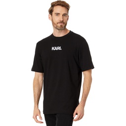 Mens Karl Lagerfeld Paris Mock Neck Short Sleeve T-Shirt with Embroidered Logo