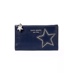 Starlight Crystal-Embellished Patent Leather Small Bifold Wallet