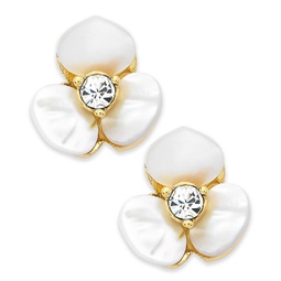 Earrings Gold-Tone Cream Disco Pansy Flower Stud Earrings