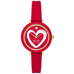 Womens Park Row Three Hand Red Silicone Watch 34mm