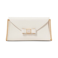 Morgan Bow Embellished Saffiano Leather Envelope Flap Small Crossbody