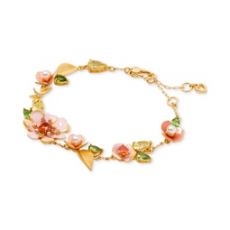 Gold-Tone Bloom In Color Chain Bracelet