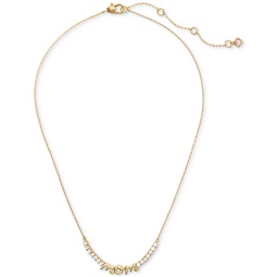 Gold-Tone Love You Mom Crystal Necklace 16 + 3 extender