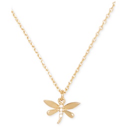 Gold-Tone Pave Dragonfly Pendant Necklace 16 + 3 extender