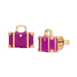 Gold-Tone Away We Go Suitcase stud Earrings