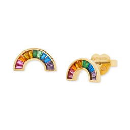 Gold-Tone Multicolor Crystal Rainbow Stud Earrings