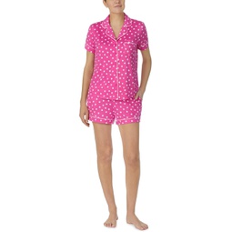 Womens Kate Spade New York Short Sleeve Notch Boxer PJ Set