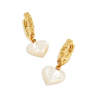 Penny Heart Huggie Hoop Earrings in 14K Gold Plated