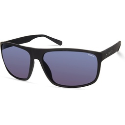Kenneth Cole New York Mens Rectangular Sunglasses, Black/Other/Blue Mirror, 66mm