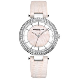 Womens Transparency Pink Leather Strap Watch 34mm