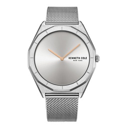 Mens Modern Classic Silver-Tone Stainless Steel Mesh Bracelet Watch 41mm