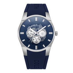 Mens Multi-Function Blue Silicone Strap Watch 42mm