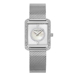 Womens Classic Silver-Tone Stainless Steel Mesh Bracelet Watch 30.5mm