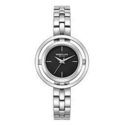 Womens Transparency Dial Silver-Tone Stainless Steel Bracelet Watch 32mm