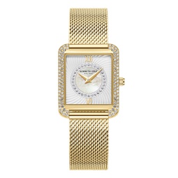 Womens Classic Gold-Tone Stainless Steel Mesh Bracelet Watch 30.5mm