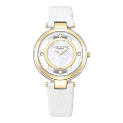 Womens Quartz Transparency White Genuine Leather Watch 34mm