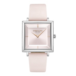 Womens Quartz Classic Pink Genuine Leather Watch 30.5mm