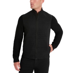 Mens Quilted Zip-Front Sweater Jacket