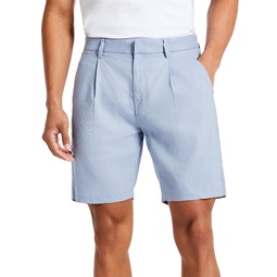 Mens Solid Pleated 8 Performance Shorts