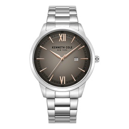 Mens Quartz Slim Silver-Tone Stainless Steel Watch 43mm
