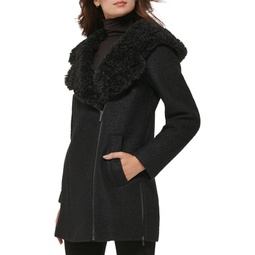 Faux Fur Trim Hooded Coat