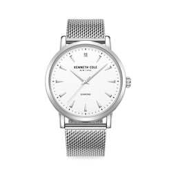 44MM Stainless Steel & 0.005 TCW Diamond Mesh Bracelet Watch