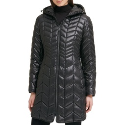 Chevron Quilted Long Puffer Jacket