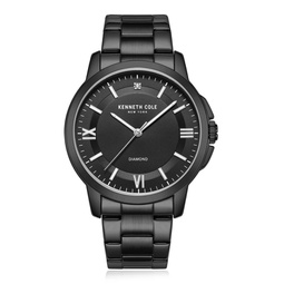 44MM Blacktone Stainless Steel & Diamond Bracelet Watch