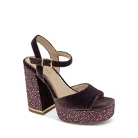 Womens Dolly Square Toe Crystal Embellished High Heel Platform Sandals