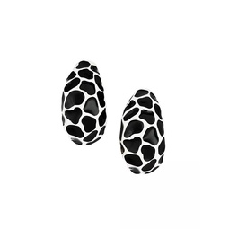 Black & White Enamel Leopard Clip-On Half-Hoop Clip-On Earrings