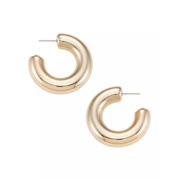 Polished Goldtone Tube Hoop Earrings