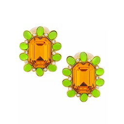 22K-Gold-Plated & Glass Crystal Clip-On Earrings