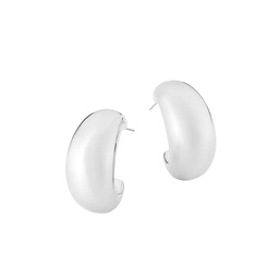 Rhodium-Plated Half-Hoop Earrings