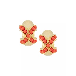 Coral X 22K Gold-Plated & Resin Hoop Earrings