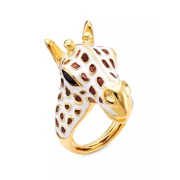 22K-Gold-Plated & Enamel Giraffe Head Ring