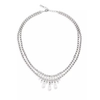 Silvertone, Glass Crystal & Imitation Pearl Double Layer Necklace