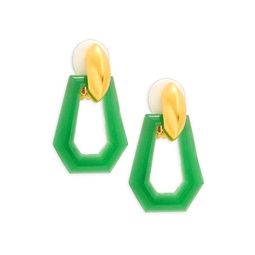 22K Goldplated Geometric Clip-On Drop Earrings