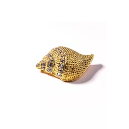 Gold And Crystal Seashell Pin