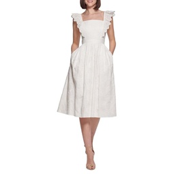 Eyelet Embroidered Midi A Line Dress