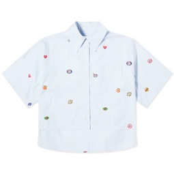 Kenzo Fruit Stickers Cropped Shirt Sky Blue
