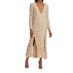 Lana Ruched Sequin Midi Dress