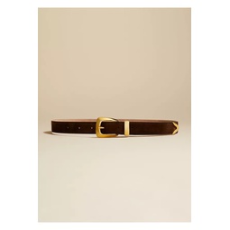 The Benny Belt In Coffee Suede With Gold