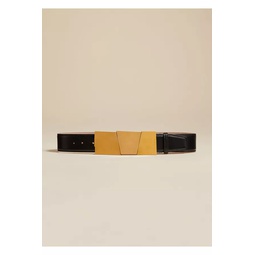 The Medium Axel Belt In Black Leather With Gold
