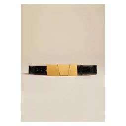 The Medium Axel Belt In Croc-Embossed Leather With Gold