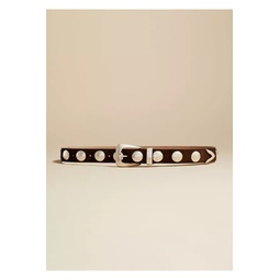 The Benny Belt In Coffee Suede With Silver Studs