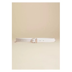The Bambi Belt In Optic White Leather With Silver