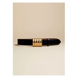 The Medium Julius Belt In Black Patent Leather With Gold