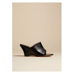 The Marion Wedge Sandal In Black Leather